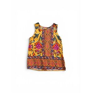 Haute Hippie Style Boho Border Print Mixed Paisley Tank Top Orange XS